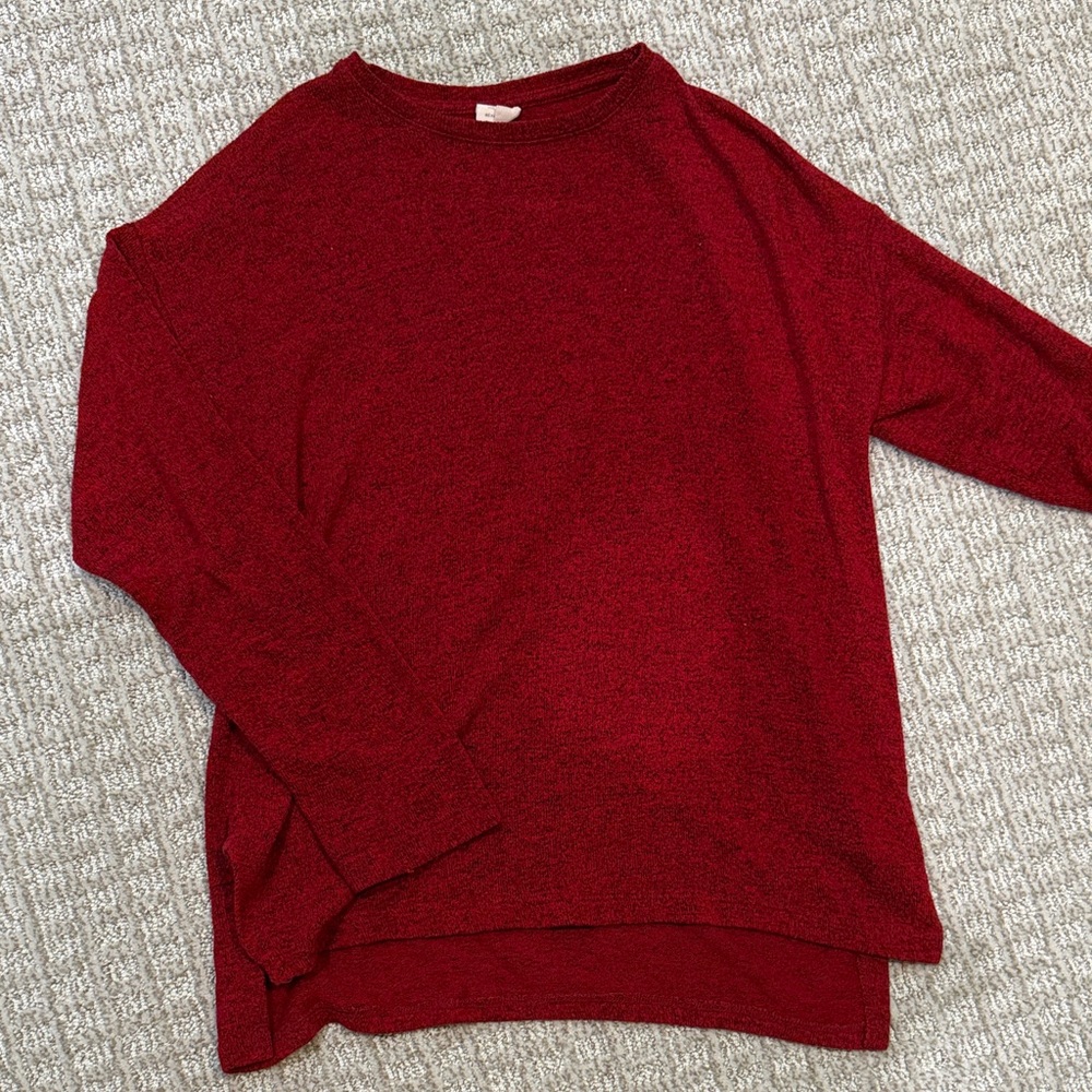 Zara Deep Red Crew Neck Sweater